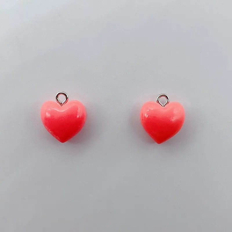 15Pcs Cartoon Colorful Love Hearts Resin Charms Kawaii Resin Cute Flatback Pendant Charm Diy Hairpin Keychain Jewelry Making
