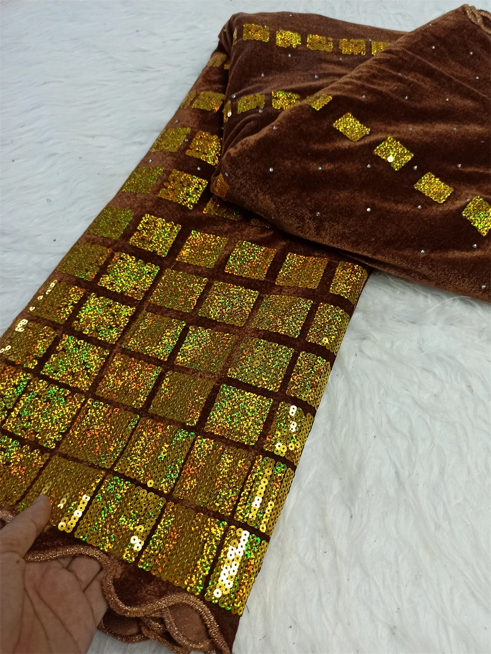 

Африканская нигерийская высококачественная кружевная ткань, бархатная блестка, вышитый гипюром для праздничного платья, свадебного шитья, 2025 JH0080