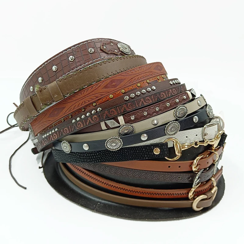 New hats and accessories: unisex leather belts fashionable beaded straw hat decorations outdoor belt buckles and women's belts
