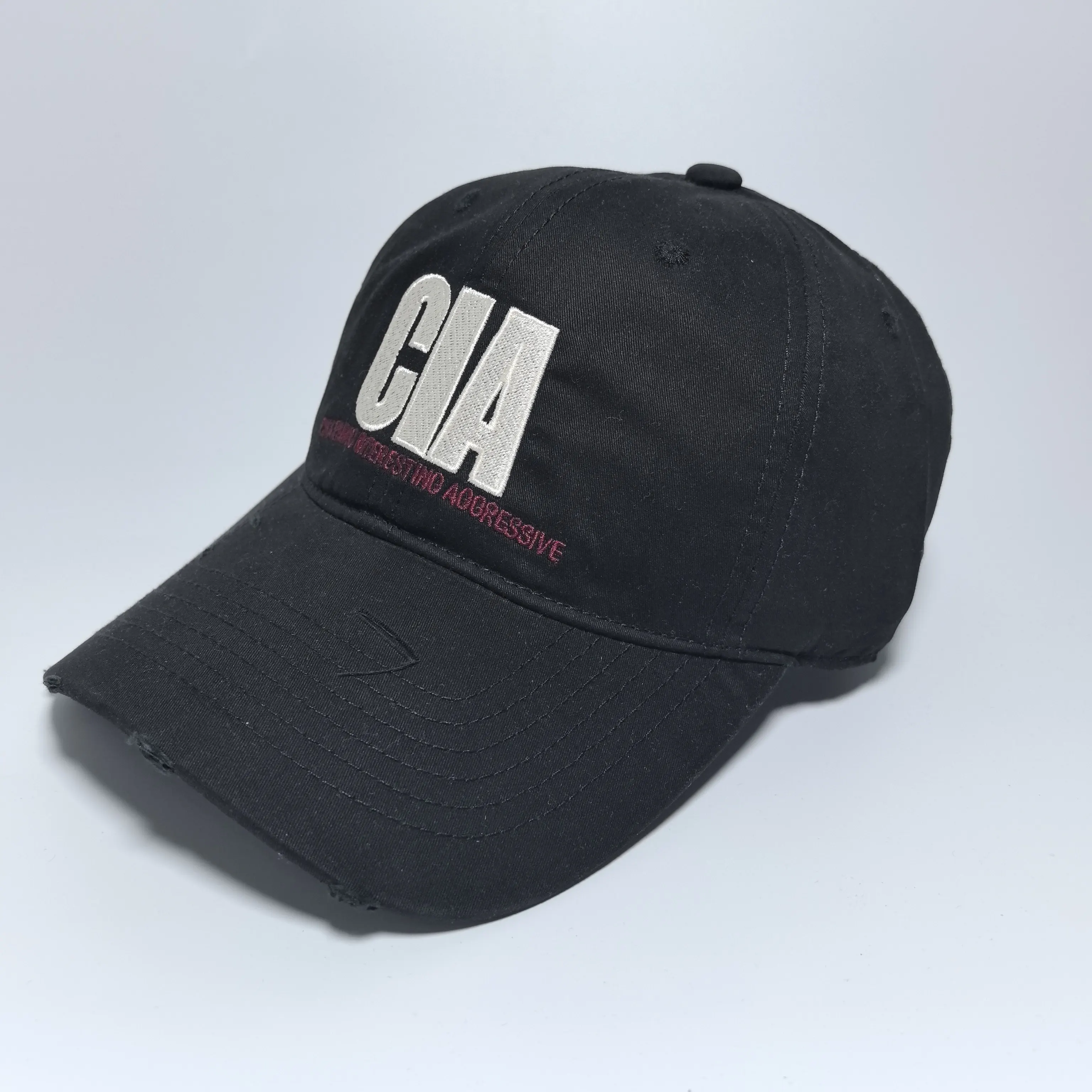 Vintage Distressed Baseball Cap CIA Letter Embroidery Dad Hat Charming Interesting Aggressive Slogan Washed Cotton Trucker Cap U - view 5
