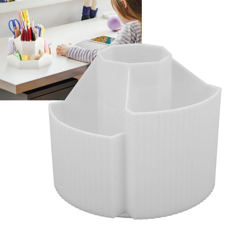 ABS Rotating Pen Holder 360 Degree Rotating 5 Segments Desk Organizer Multifunction Large Capacity Pencil Storage Organizer