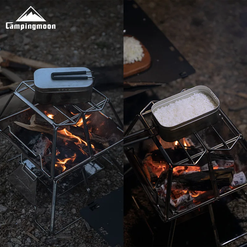 

CAMPINGMOON Outdoor Picnicking, Stainless Steel Folding, Portable Camping, Fire Burning Platform, Pot Holder, Grill
