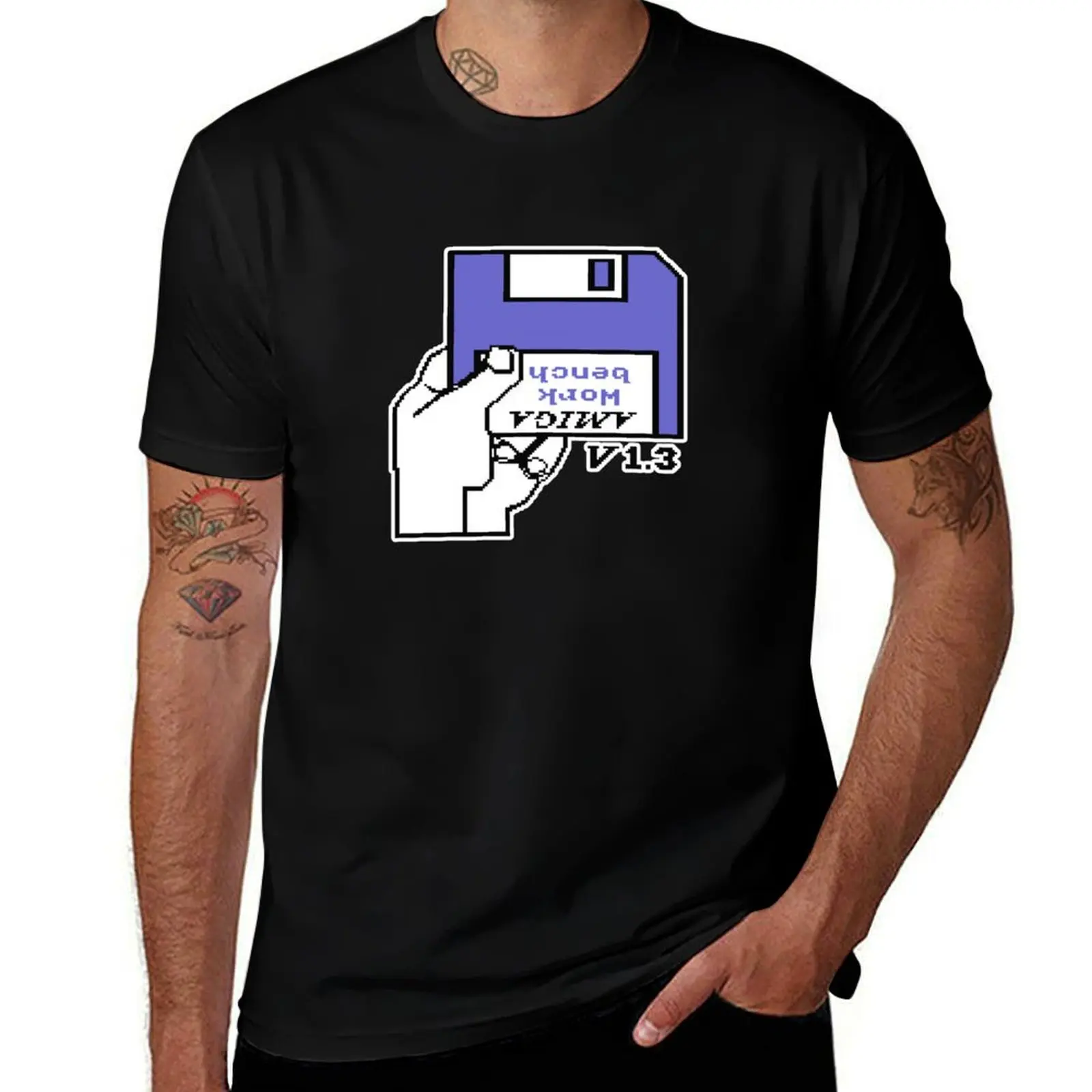 

Retro Video Games Commodore Amiga Workbench Insert Disk T-Shirt funny gifts Short sleeve tee cute clothes mens t shirts pack