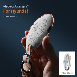 5 Buttons Car Key Case For Hyundai Grandeur GN7 Kona Ev 2023 Ioniq 6 Auto Smart Remote Suede KeyChain Cover Shell Accessories