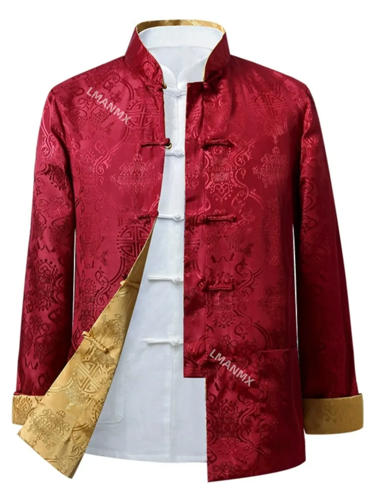 

Мужская одежда в стиле Тан, для мужчин среднего и старшего возраста, весенне-осенняя, с длинными рукавами, в китайском стиле, двусторонняя, формальная.