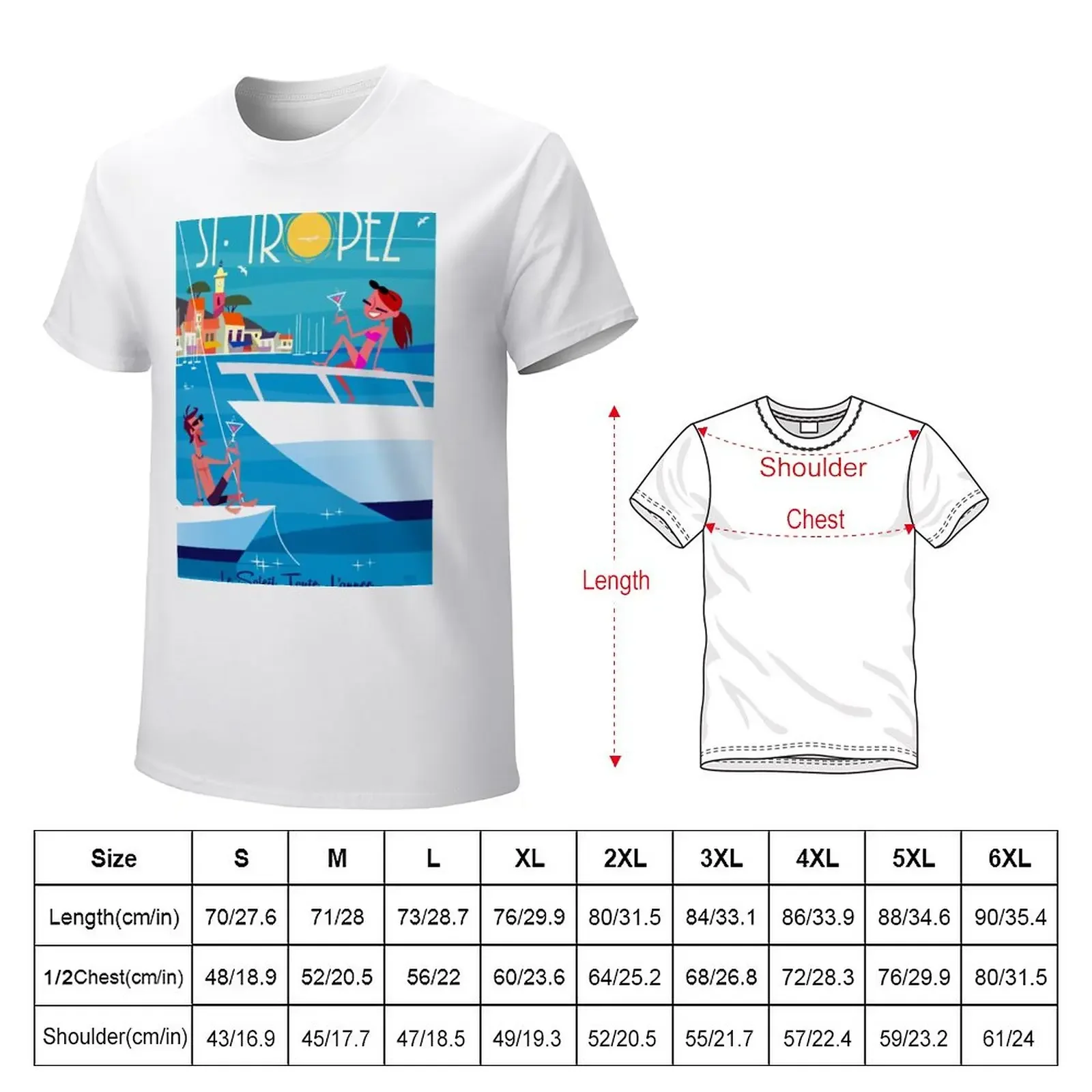 St Tropez Poster T-Shirt summer tops kawaii clothes mens graphic t-shirts hip hop cute clothes tops clothes for men