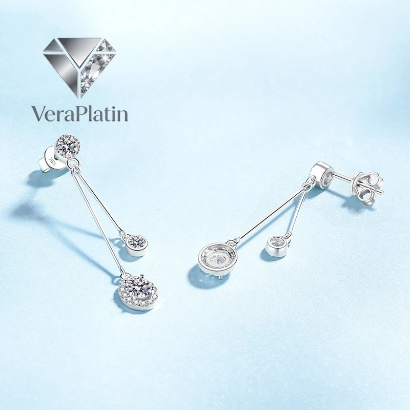 

VeraPlatin Girl Friend Valentine's Day 18K White Gold Wife Birthday Gift 0.5/1CT Moissanite Diamond PT950 Platinum Women Wedding