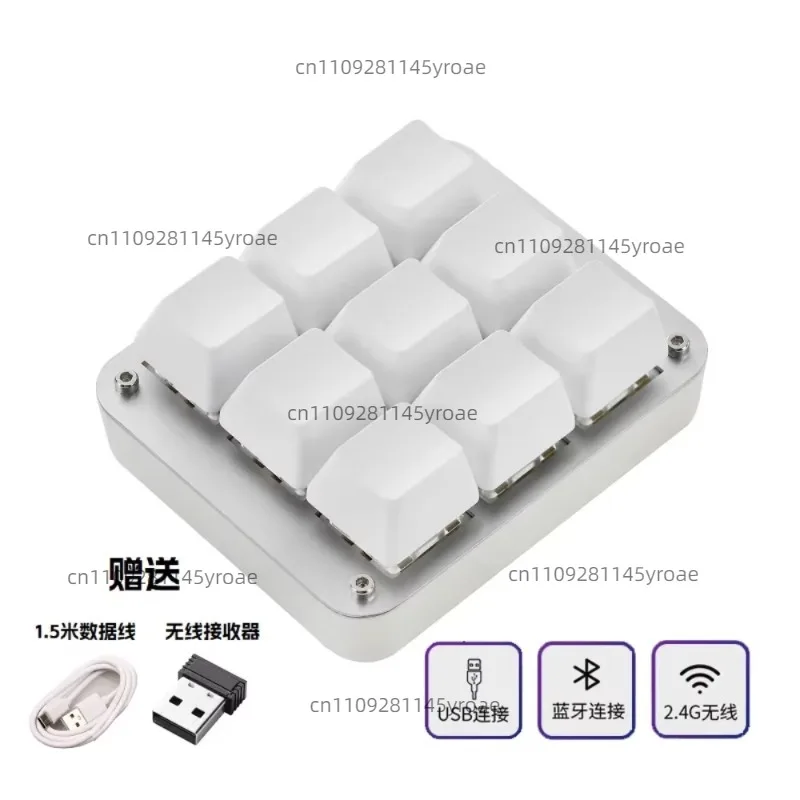 9 Key Mini Macro Pad Tri-Mode Wireless Mechanical Numpad Programmable Portable For Office PC