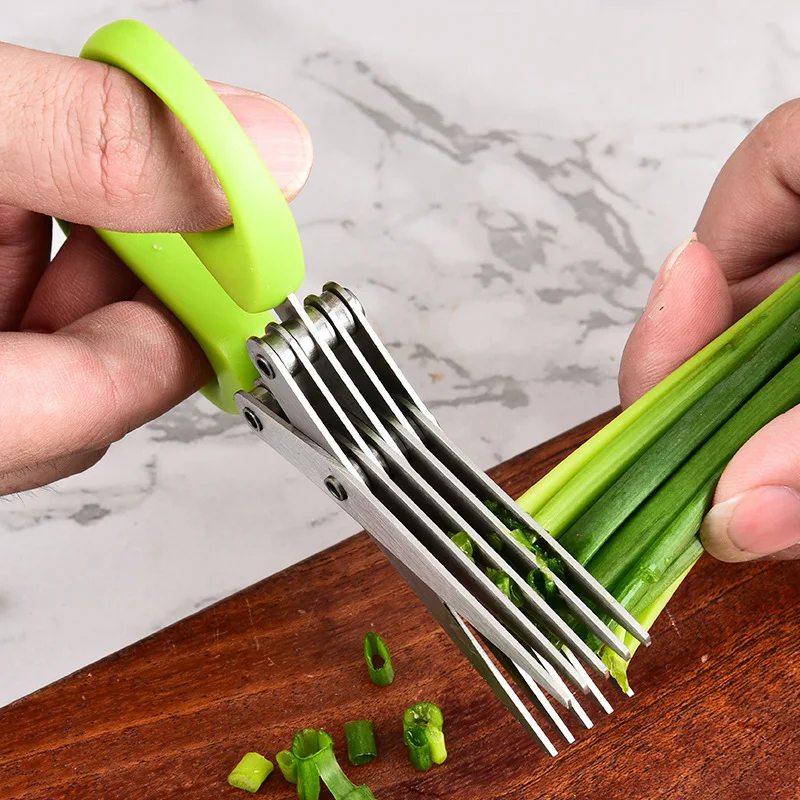 

Muti-Layers Kitchen Scissors Stainless Steel Vegetable Cutter Scallion Herb Laver Spices cooking Tool Cut Kitchen Accessories