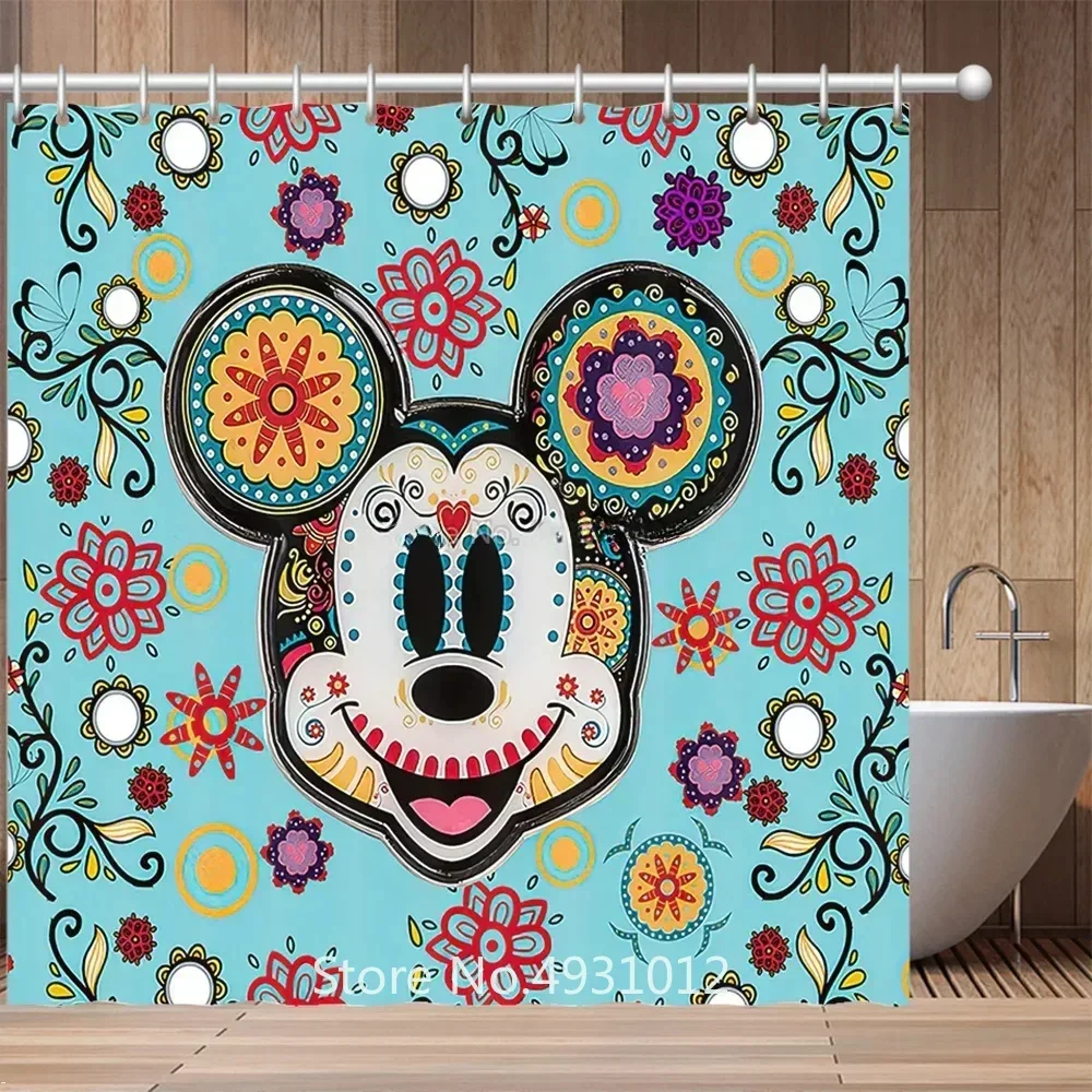 Colorful Disney Mickey Minnie Mouse Shower Curtain 1pcs Cartoon Bath Screen Curtains with Hooks for Bathroom Decor Waterproof