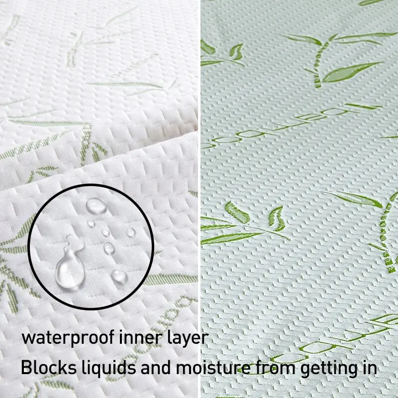 Bamboo Fiber Jacquard Mattress Protector, Waterproof & Ultra Soft Breathable , Deep Pocket, Machine Washable