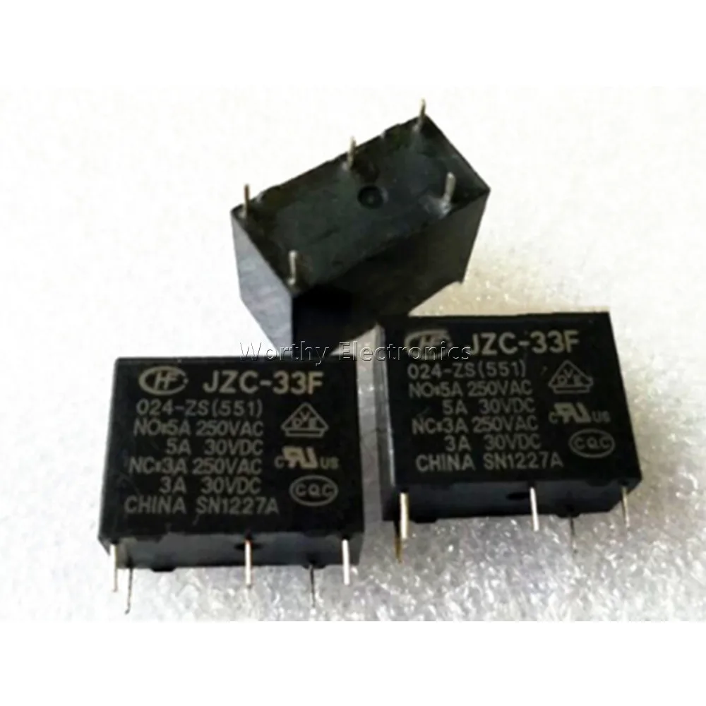 

Free Shipping 10PCS/LOT JZC-33F 024-ZS 5A 24V 5PIN Relay HF33F 024-ZS3