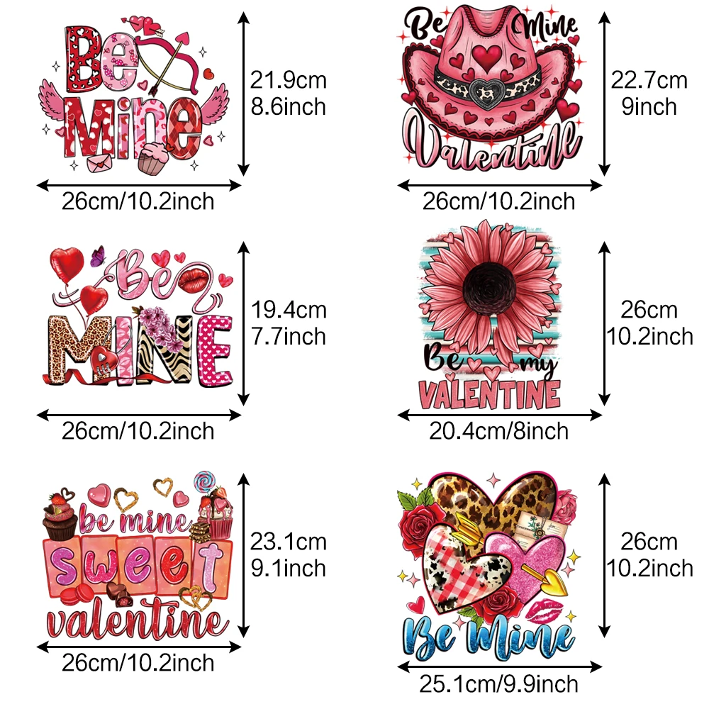 6 шт. любовное письмо пятно леопардовый узор мороженого теплопередающие наклейки гладильные наклейки, термоперенос одежды смешанные цвета