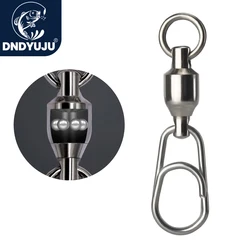 DNDYUJU 5/10/20X Fishing Bearing Rolling Swivels Stainless Steel Oval Split Rings Hooked Snap Fishing Lure Connector Accessories