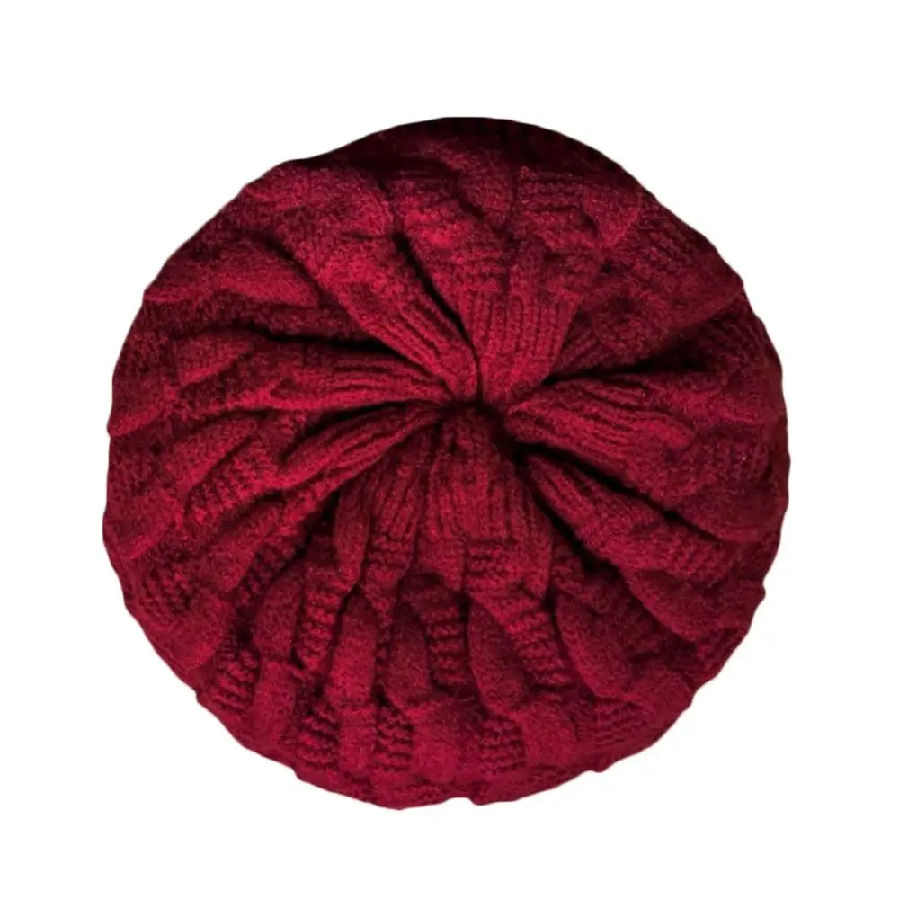 Berretto invernale da donna ispessito casual Protezione per le orecchie Berretto in maglia di lana Berretto da sci caldo antivento da esterno