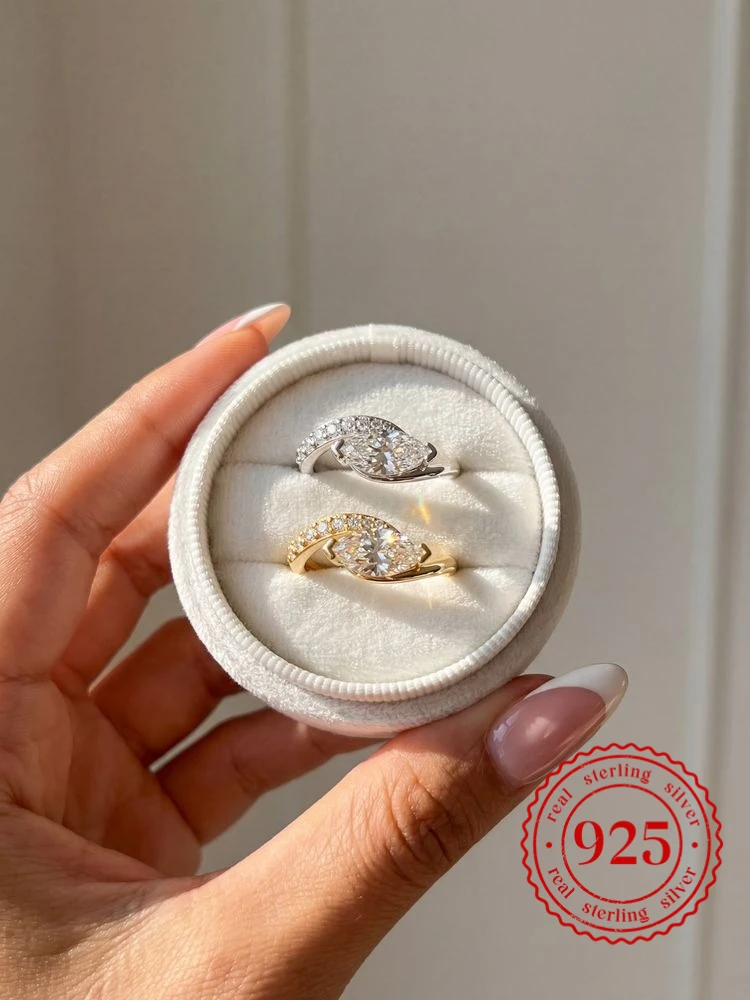 

925 Sterling Silver Marquise Zircon Twisted Ring For Women Wedding Anniversary Daily Outfit High Quality Fashion Luxury Jewelry