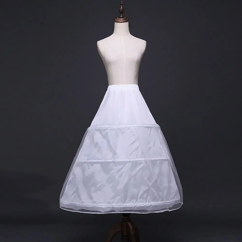 New White Petticoat 3-Hoops Long Crinoline Skirt Underskirt image 4