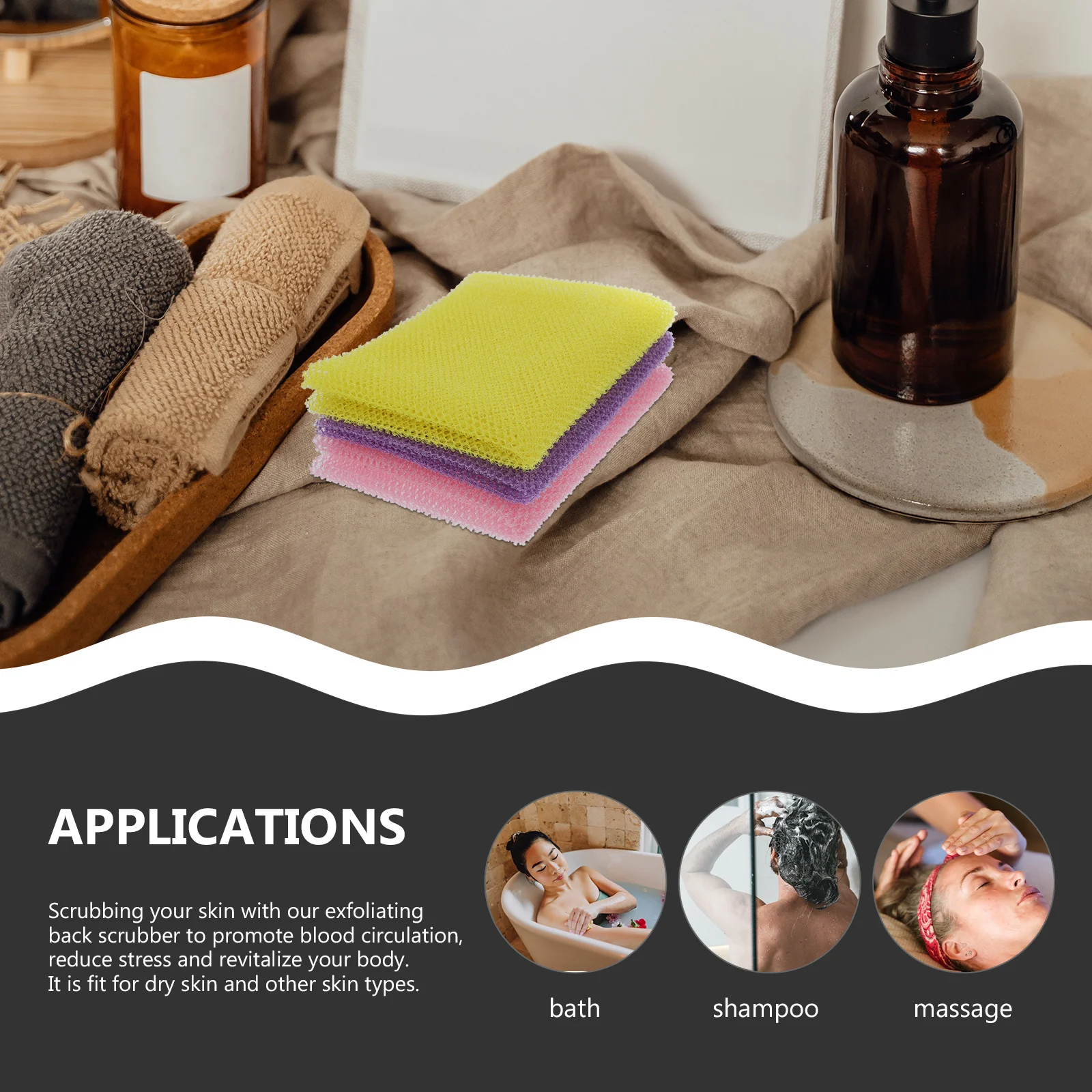 

3Pcs African Exfoliating Net for Body Skin Scrubber Deep Clean Exfoliating Bath Sponge Gentle Body Washcloth for Smooth Skin