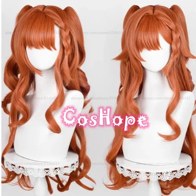 2025 Sonetto 78 cm lockig mit Pferdeschwänzen orange braune Perücke Cosplay Anime hitzebeständige synthetische Perücken