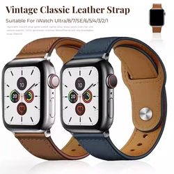 Leather Strap for Apple Watch Band Ultra 49mm 44Mm 40Mm 45Mm 41Mm 42Mm 38Mm Business Armband Iwatch Series 3 5 6 Se 7 8 Bracelet