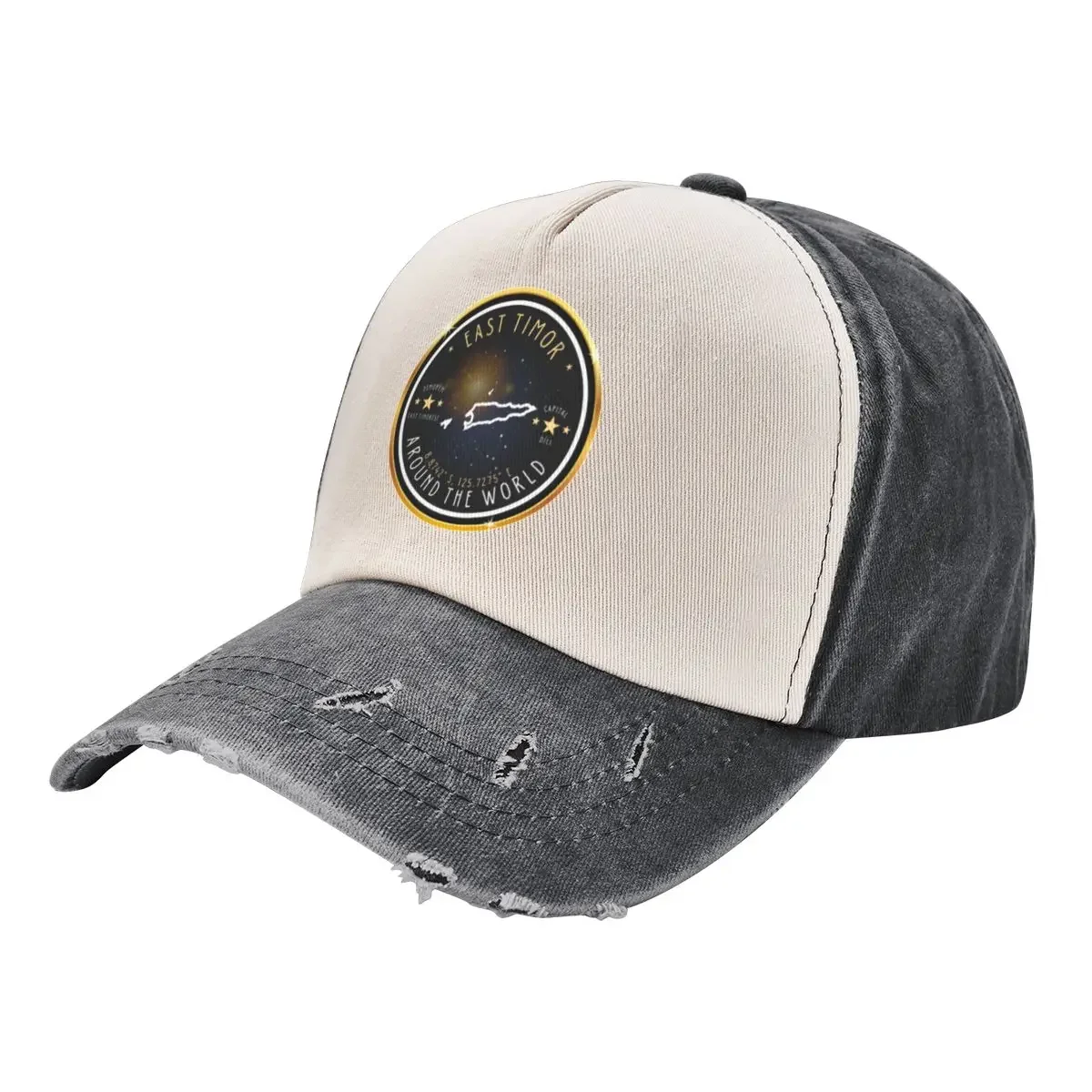 

East Timor Souvenir Country Map Outline East Timor Coordinates Baseball Cap Fishing cap western Hat Men Luxury Brand Women's