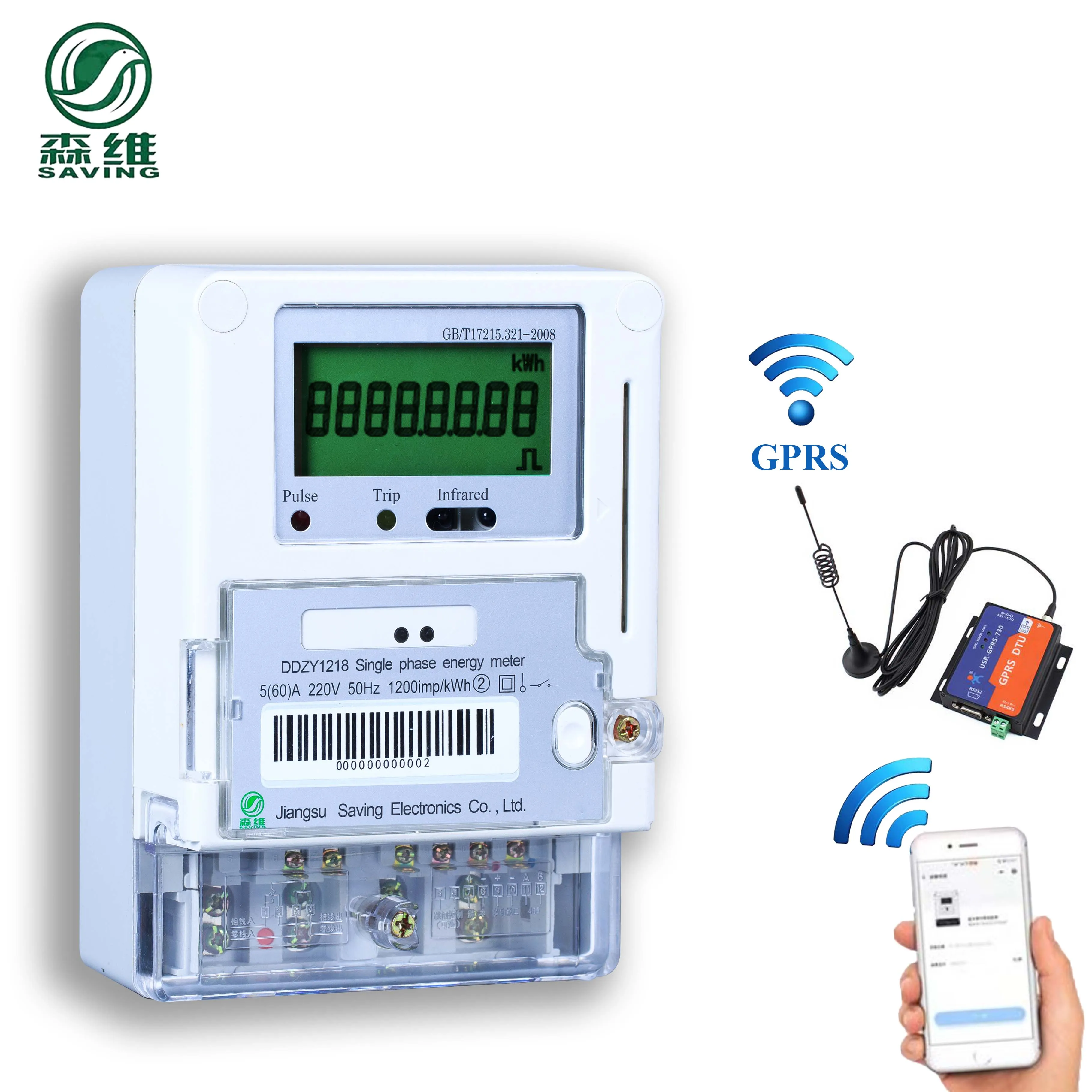 

SAVING Electricity Energy Meter Single Phase Gprs\Rs485 Communication Iot Energy Meter Ic Smart Prepaid Electric Meter