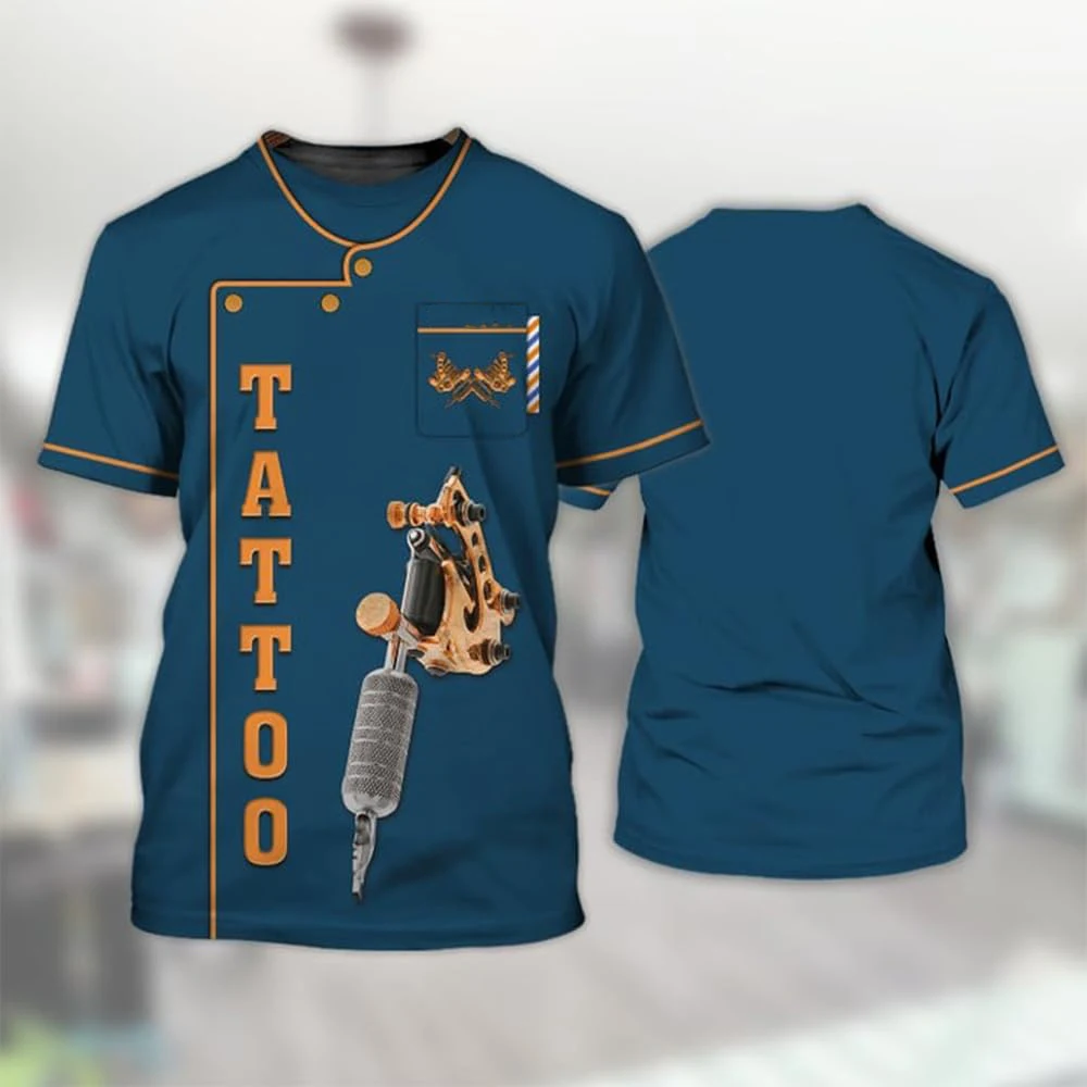 Tattoo Shop Uniforms T-shirt 3D Print Tattoo Artist Work Suit Casual Plus Size Unisex Tees Tops Summer Street Youth Man Clothing
