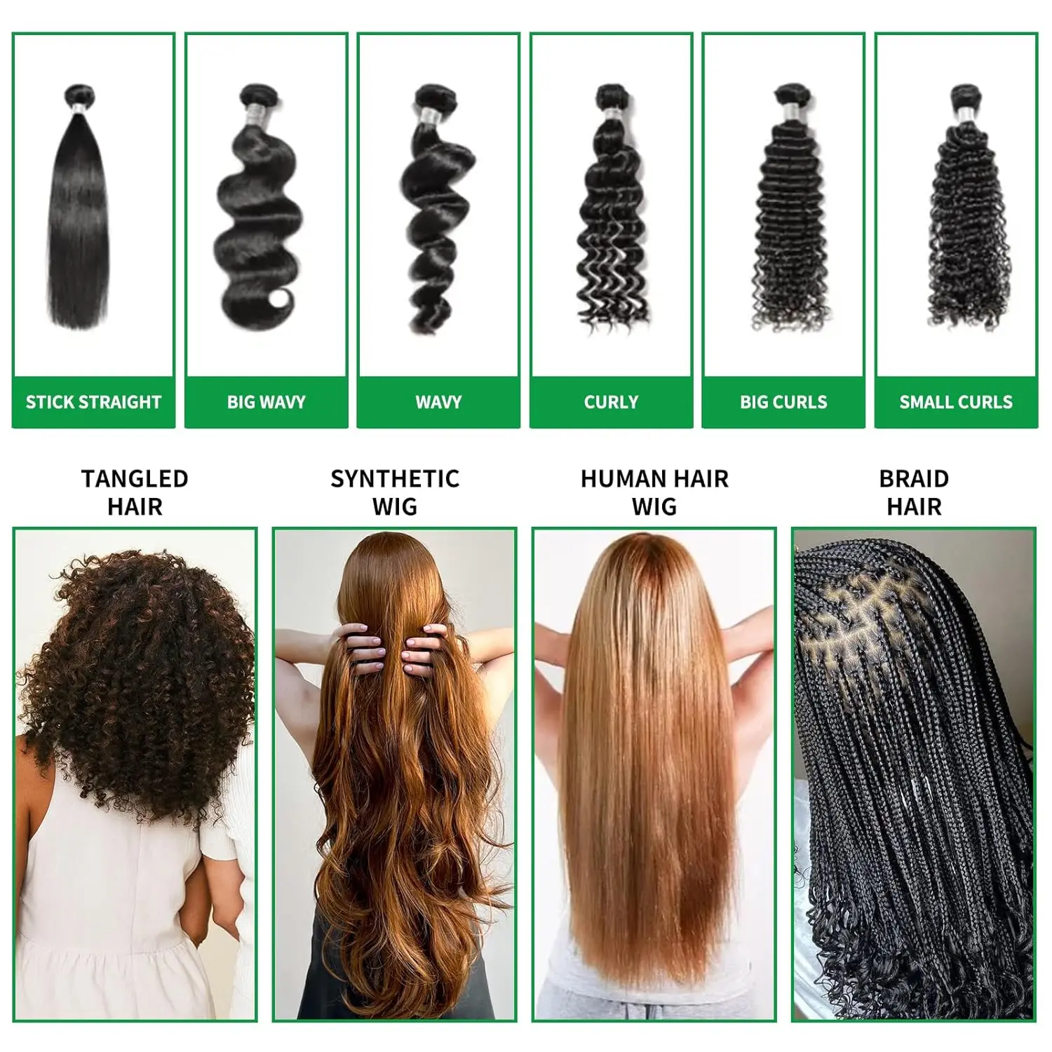 GOIPLE 3 in 1 Wig Care Kit with Shampoo Conditioner Spray and 9-Row Detangler Brush for Human Synthetic Hair Women - view 5