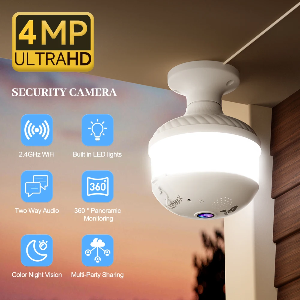 

Камера безопасности V380 Pro, 4 МП, Wi-Fi, прожектор, полноцветная камера ночного видения, IP-камера для обнаружения человека, видеонаблюдение