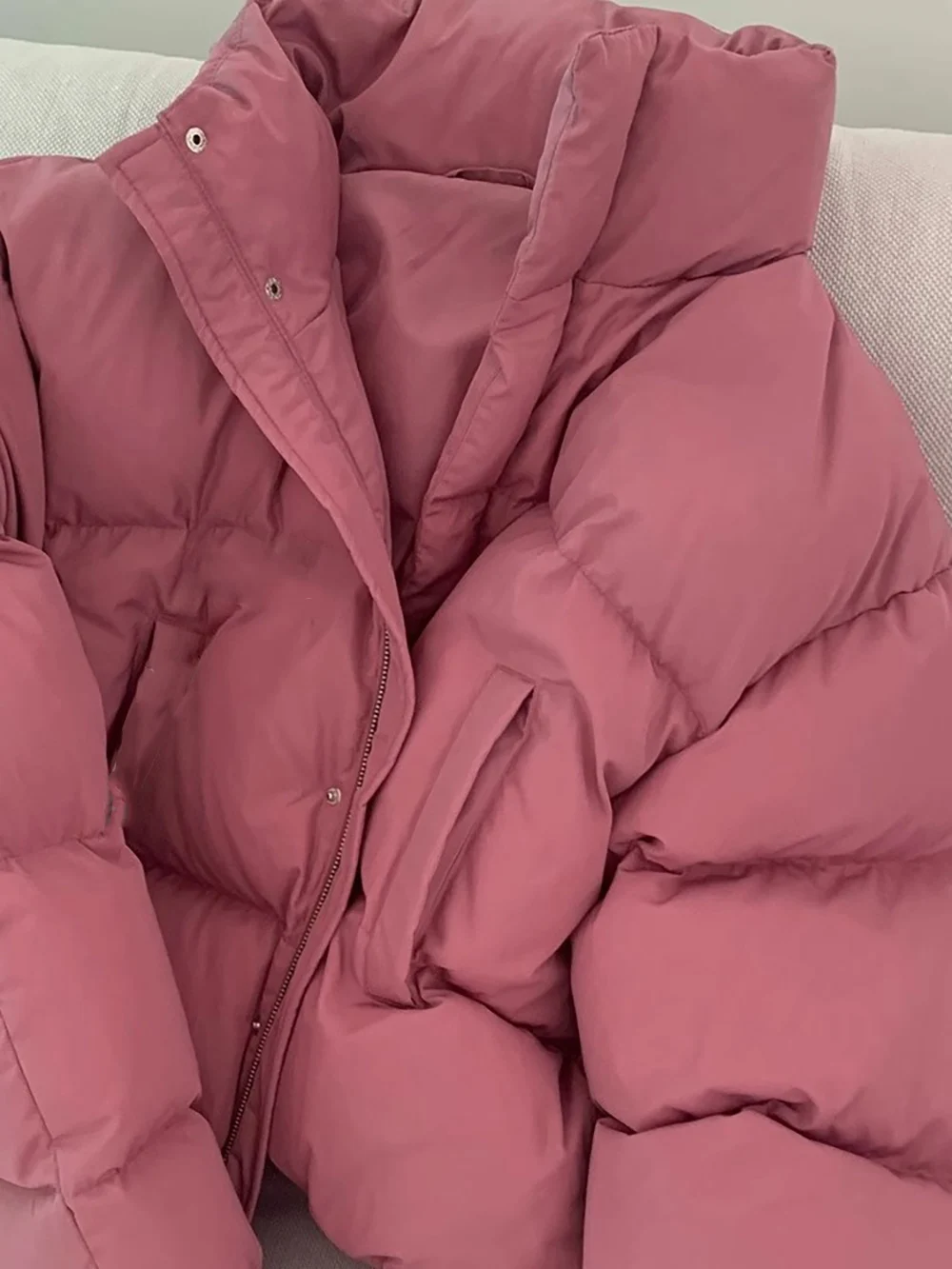 Women Padded Jacket Winter Puffer Bread Cotton Coats Outerwear Casual Stand Collar Pink Parkas Female Thick Warm Quilted Jackets