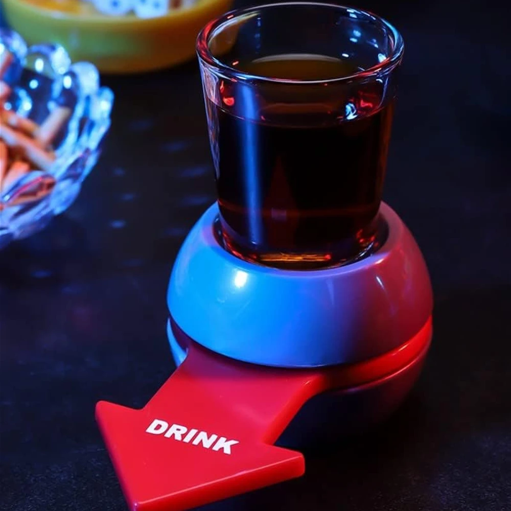 Spin The Shot, Fun Party Drinking Game, Shot Spinner Prop, Includes 1Ounce Shot Glass, Adult Arrow Rotary Toys, Rave Party Games