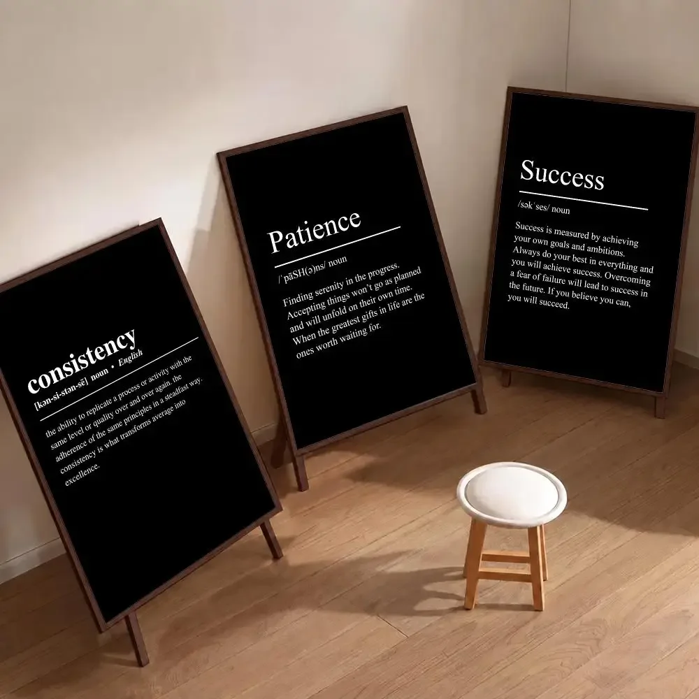 Art Discipline Motivational Terms Poster Coffee Shop Bar Wall Art Sticker Self Adhesive Waterproof PP Poster Home Room Wall