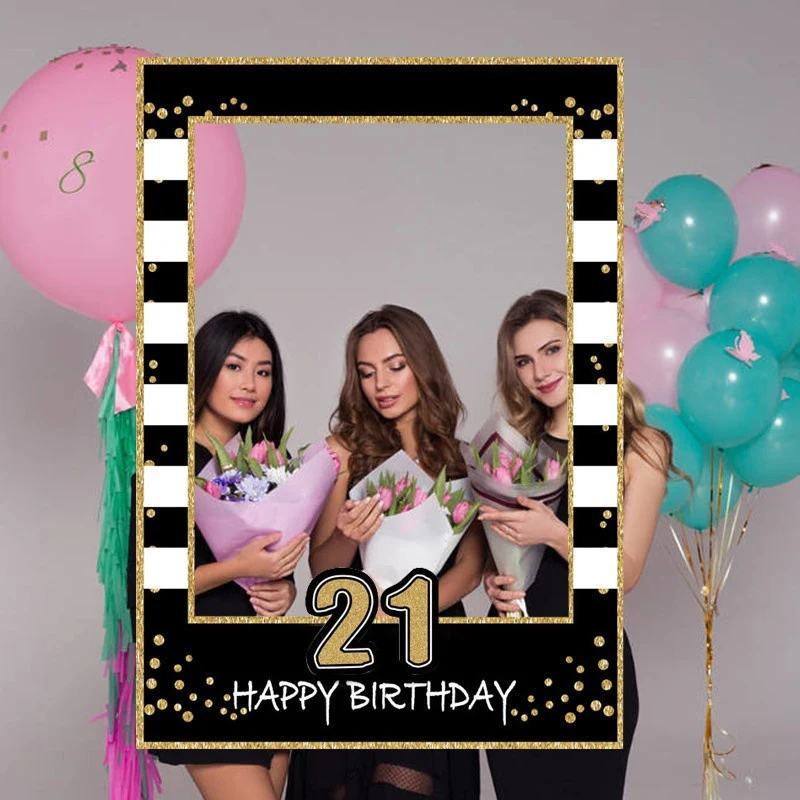 1Pcs 1 16 18 30 40 50 60 Year Old Handheld Photo Booth Props Frame Kids Adult Happy Birthday Party Men Women Anniversary Supplie