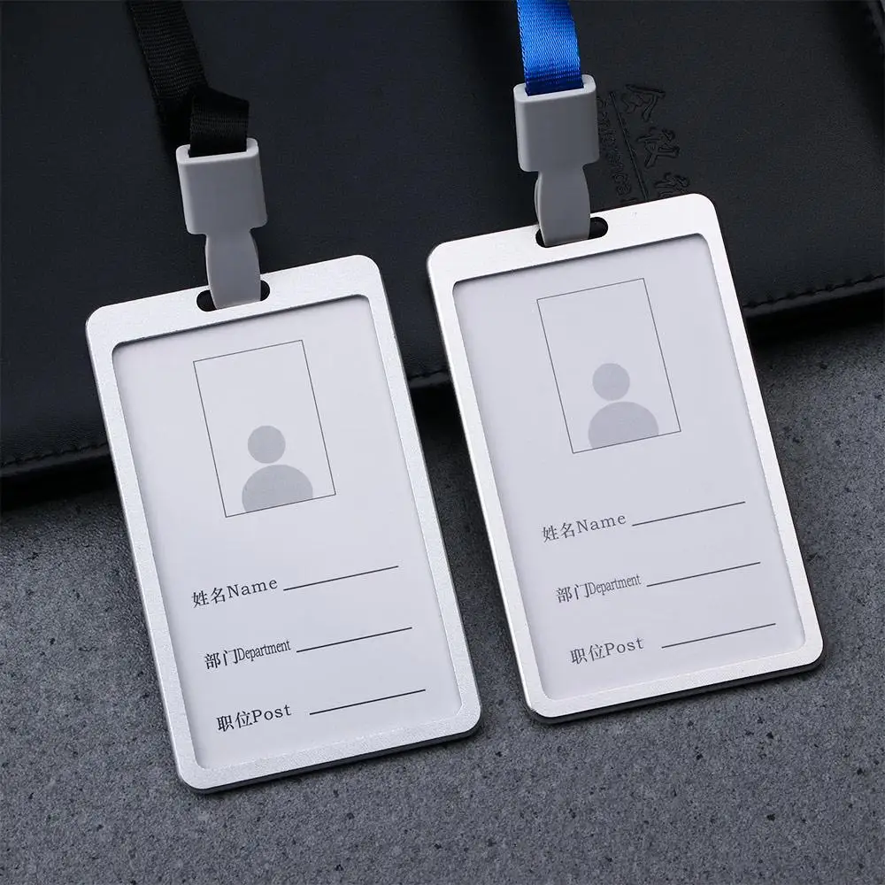 Office Supplies Name Credit Certificate Identity Cover Security Metal Case Work Badge Pass Tag with Lanyard ID Card Holder