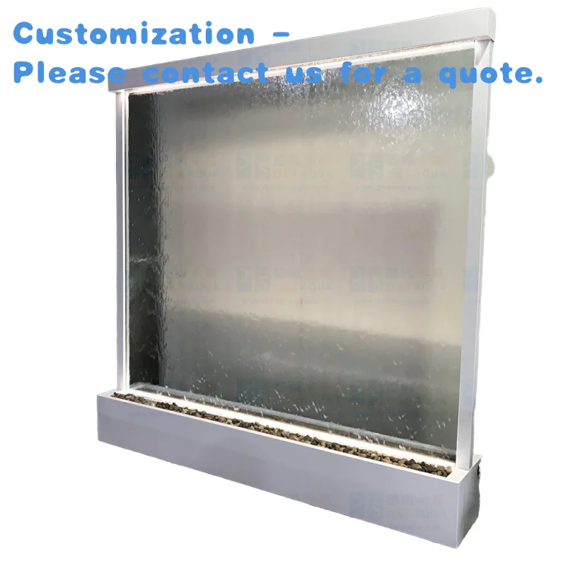 

custom.Factory 2.2*2.2㎡ Indoor Waterfall Fountain White Frame Glass Stainless Steel Metal Feature Garden Orna