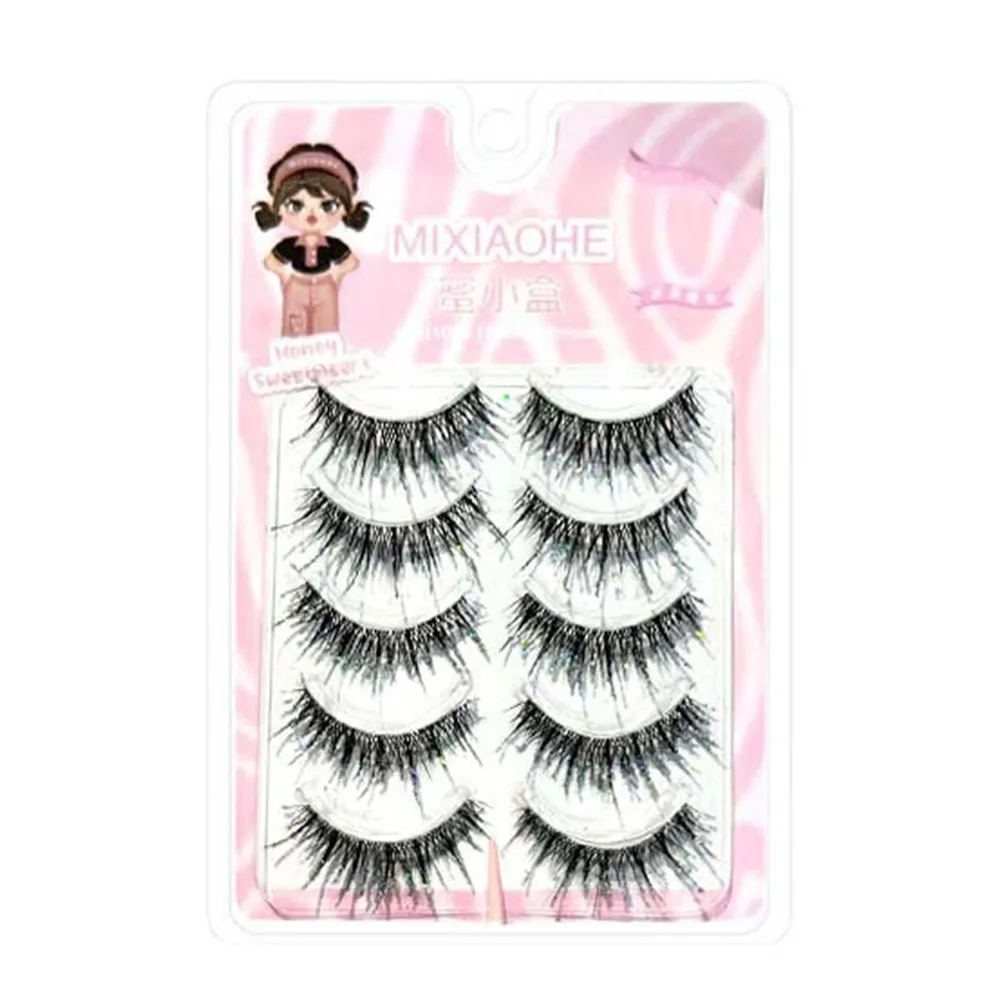 Colorful Rhinestone Rhinestone False Eyelashes Dazzling Cross Strip C-Curved Eyelashes Fluffy Texture False Eyelashes