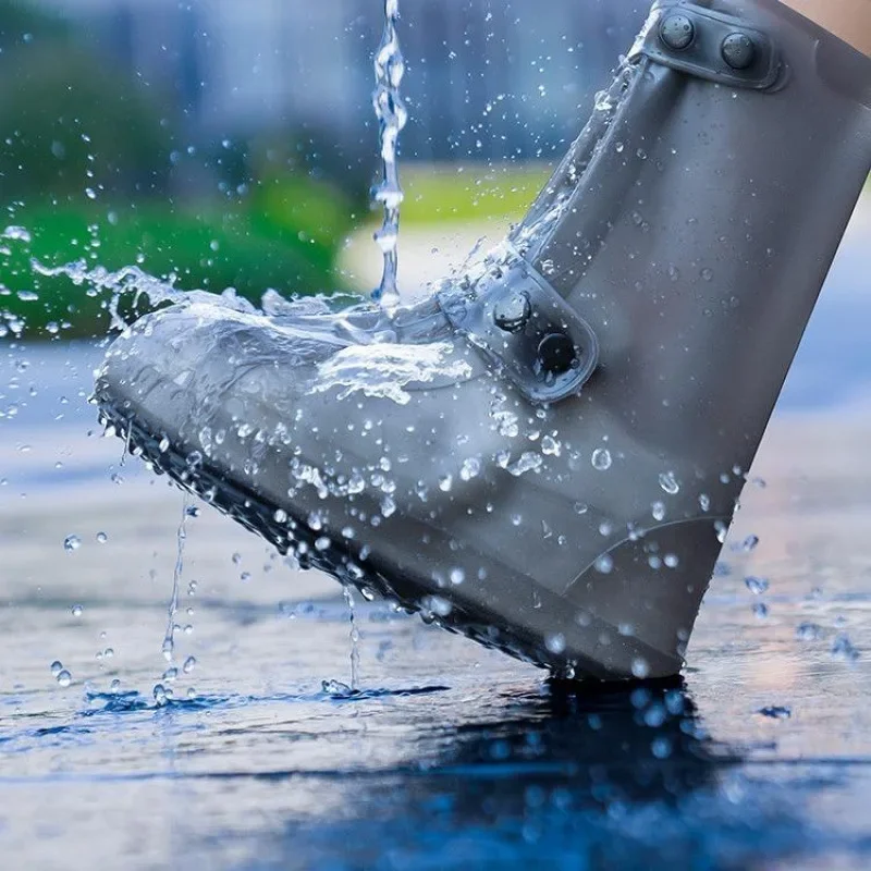 Reusable Waterproof Rain Boot Covers High Tube Silicone Anti-Slip Protectors for Adult Outdoor Commuting Shoe Accessories