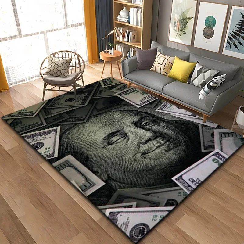 

3D Illusion Dollar Euro Money Pattern Area Rug,Carpet Rug for Home Living Room Bedroom Sofa Doormat Decor,kid Non-slip Floor Mat