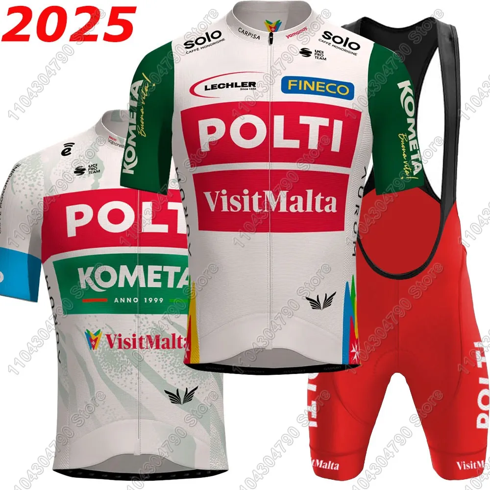 2025 Polti Kometa Team Cycling Jersey Set Bicycle Clothing Summer Road Bike Shirts Suit Bicycle Bib Shorts MTB Ropa Maillot