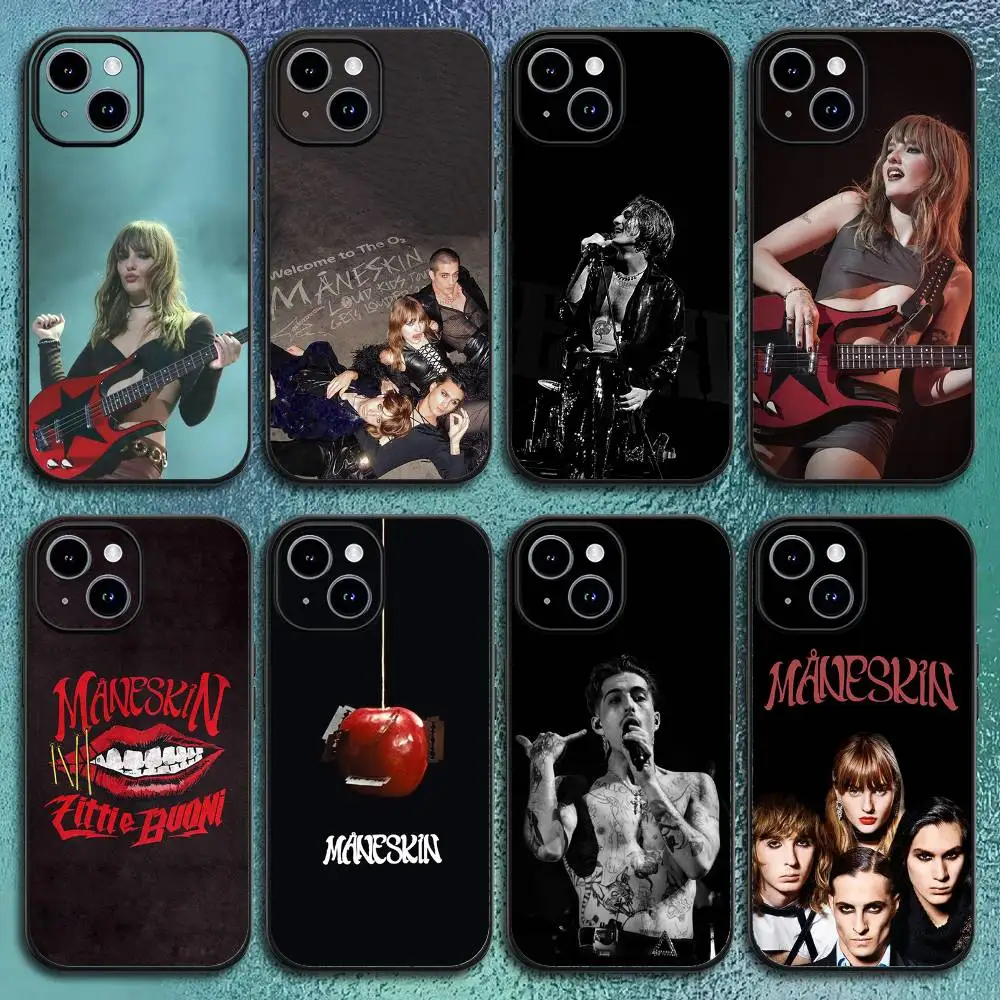Cool ManeskinES band Phone Case For IPhone 17 12 13 14 15 16Pro Max  Plus Classic black soft shell