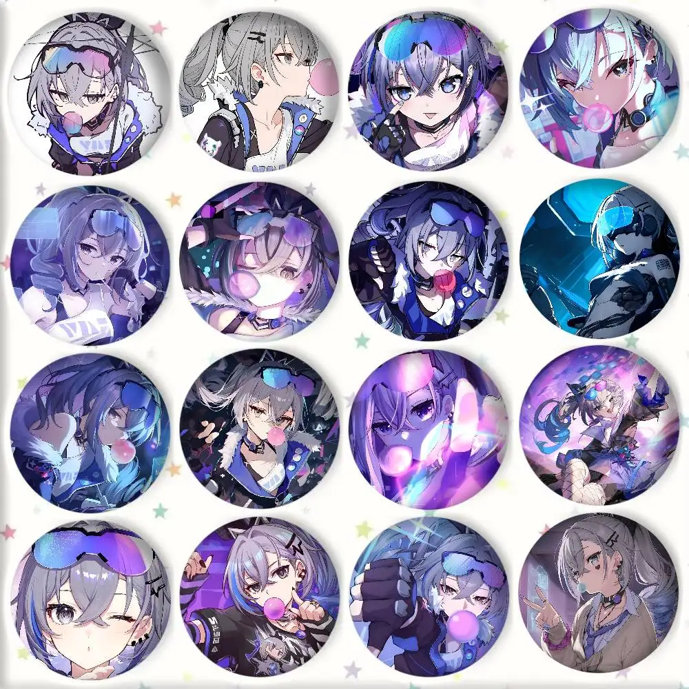 Game Honkai Star Rail Silver Wolf Badges Round Cosplay Pin Bag Decor Fans Collect Friends Gifts Brooch