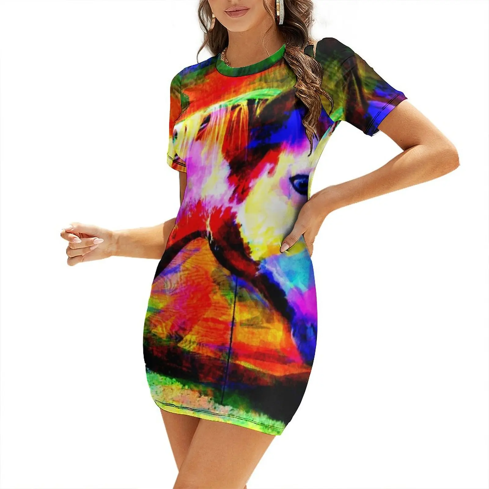 

The Painted Mare Short-Sleeved Dress birthday dress Woman fashion summer dress woman 2025 trendy