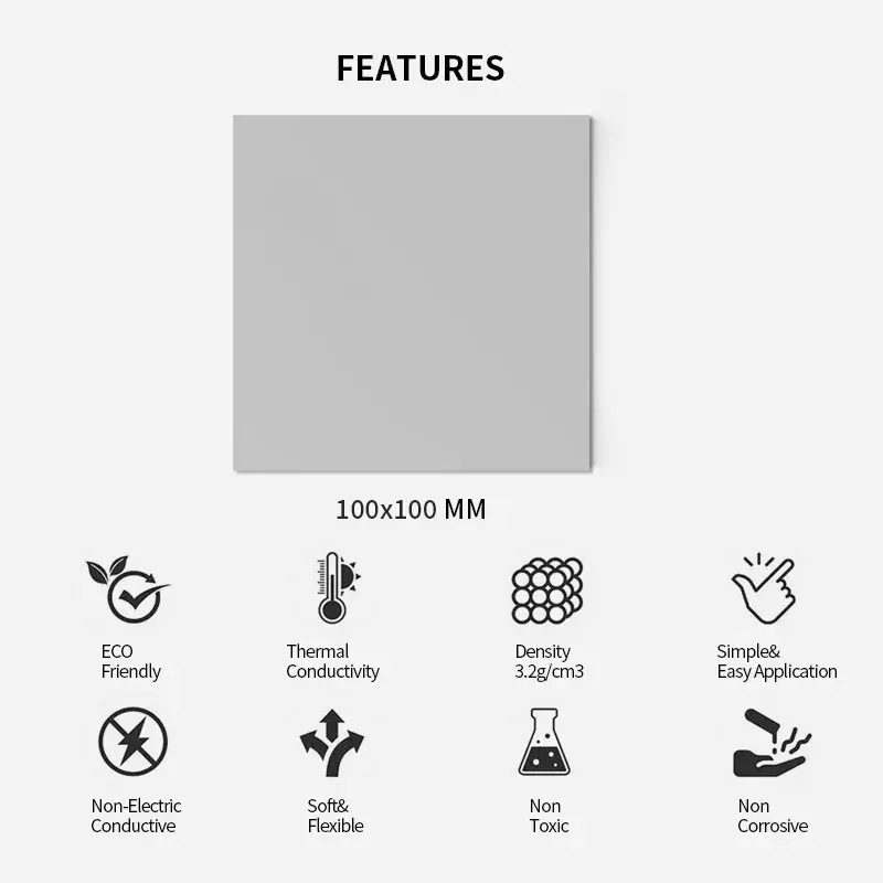 Ldpcsj 16W/MK Heat Dissipation Silicone Pad CPU/GPU Graphics Card Water Cooling Thermal Pad Silicone Grease Pad 100x100mm
