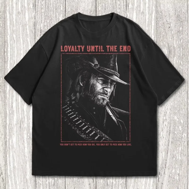 Retro Arthur Morgan Loyalty To Death Cowboy Portrait T-shirt for Men - New Unisex High Street T-shirt