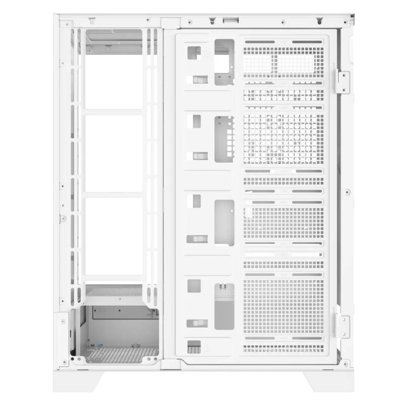 EATX 게이밍 PC 케이스, AOC ACG880W 화이트, 데스크탑 270 ° 디지털 디스플레이, 바다 전망 방 지지대, 듀얼 그래픽 카드 480, 수냉