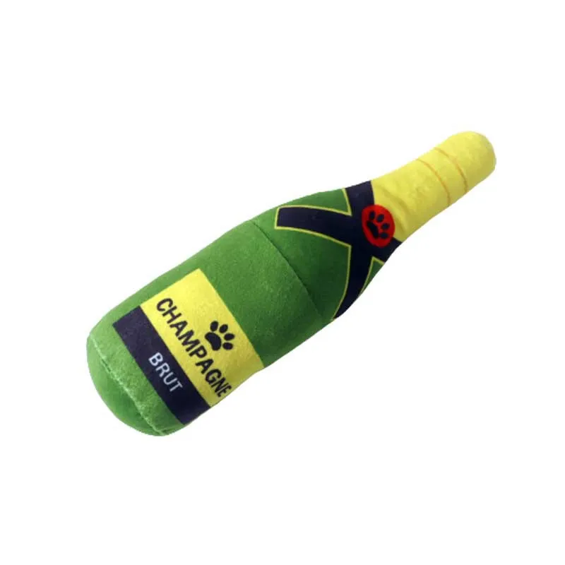 Interactive Squeaky Pet Wine Bottle Toy Durable Food Grade Chew Toy For Dogs Plush Chewable Dog Toy Pet Supplies