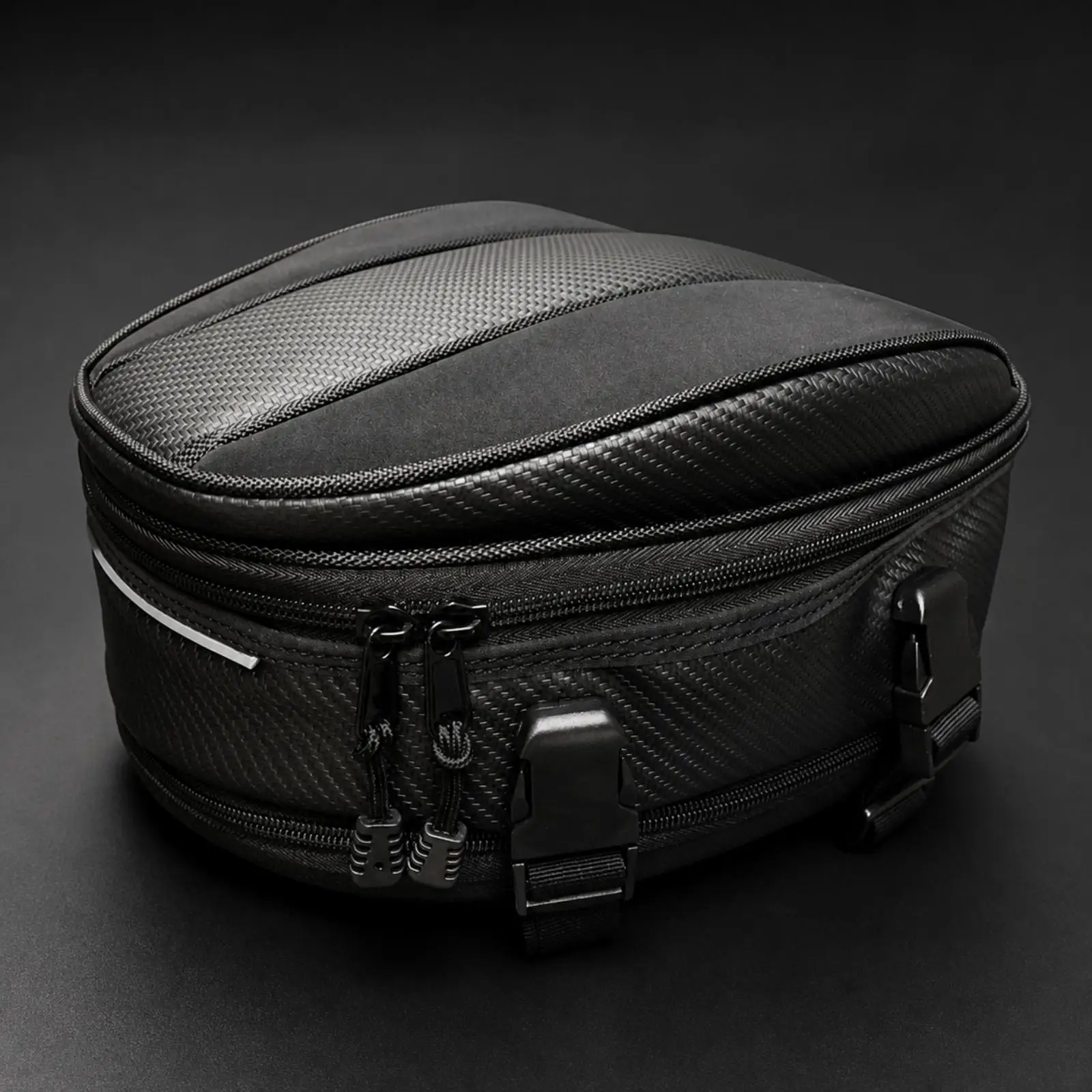 Waterproof PU Leather Motorcycle Rear Bag 10L Expandable Tail Trunk with Rain Cover for Riding