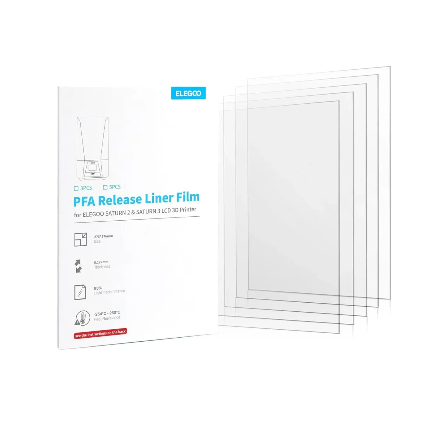 Film untuk ELEGOO PFA Release Liner Film untuk Saturn 2/3/4/4 Ultra LCD Film Suku Cadang Printer 3D