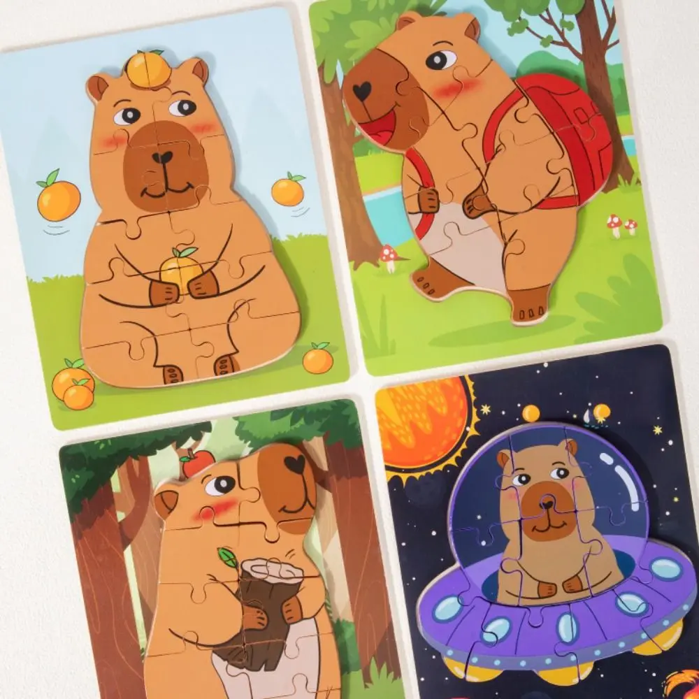 Capybala Puzzle en bois matériel en bois Tangram forme animaux Puzzle jeu dessin animé conception fonction éducative