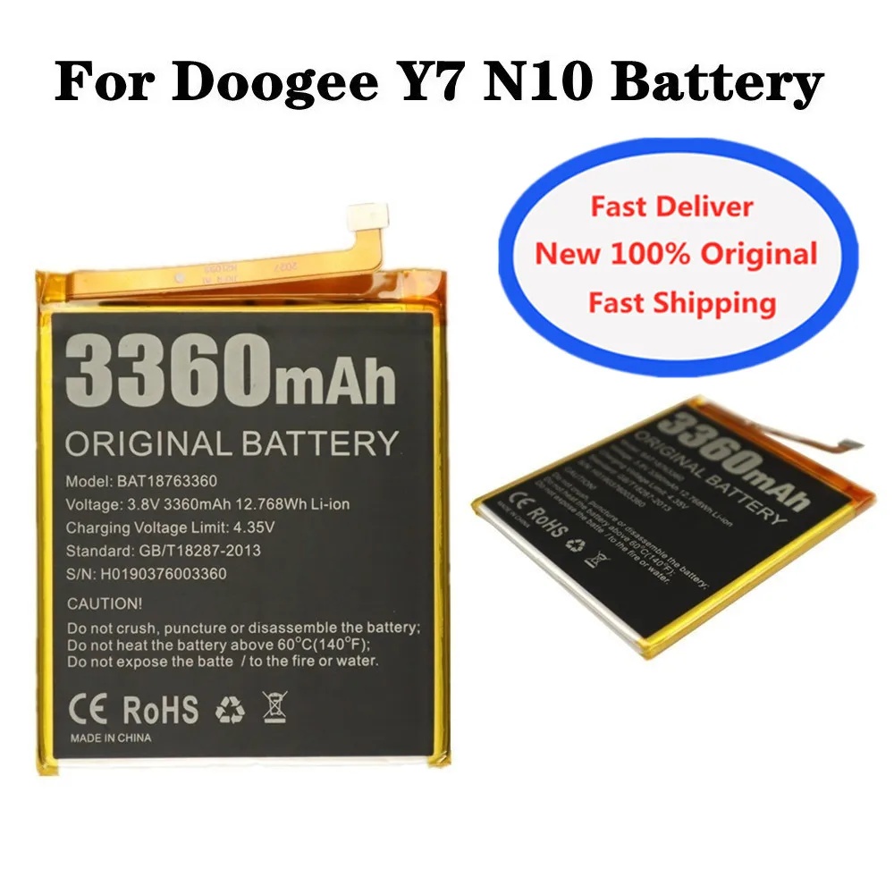 BAT18763360 3360mAh Original Phone Battery For Doogee Y7 N10 Battery Bateria Fast Deliver